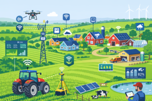 PIKES-yritysneuvonta-älymaatalous-maatiloilla-kuvituskuva-luotu ChatGPT:llä