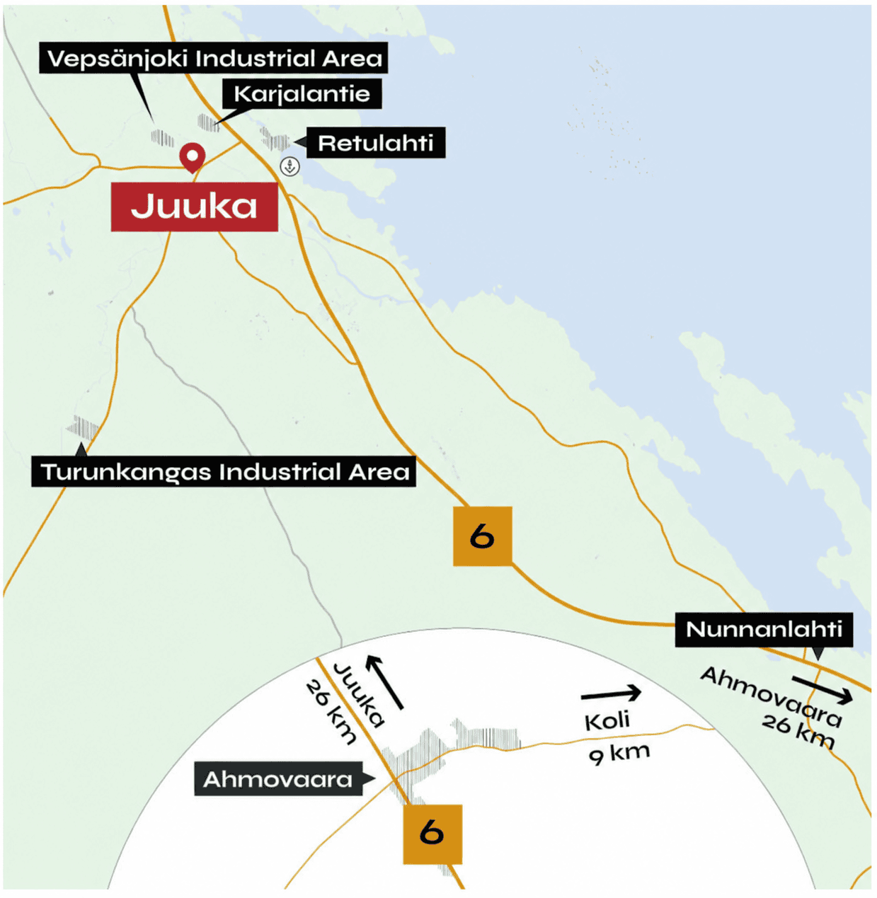 Juuka Industrial Areas locations