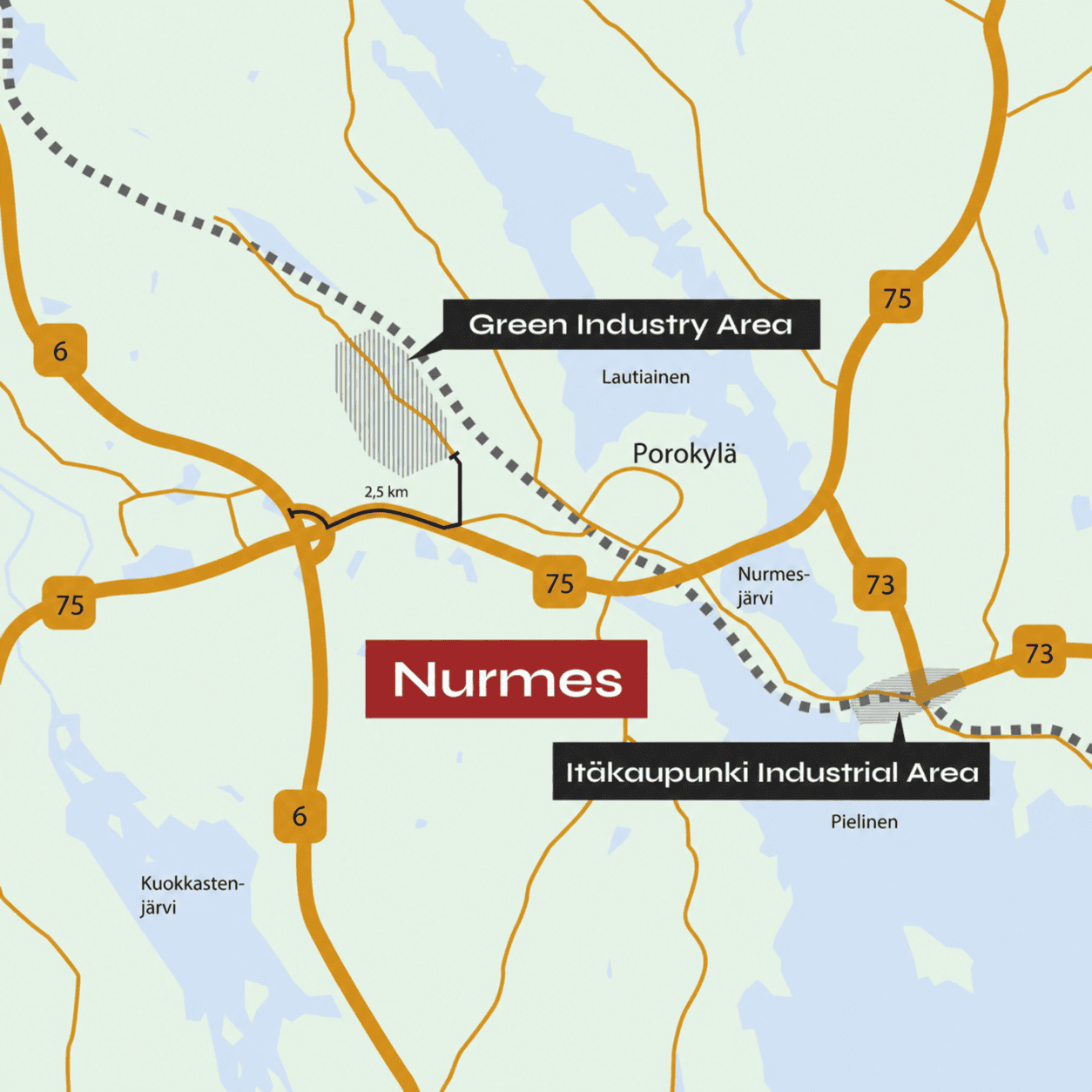 Map of Nurmes Industrial Areas