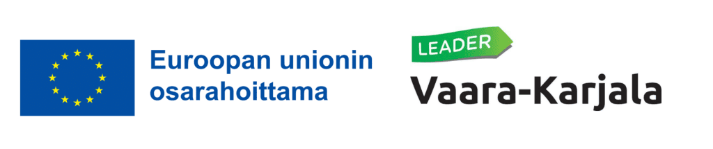 Nuorten yrittäjyyspolku -hankkeen logot: Euroopan unioni ja Vaara-Karjalan Leader.